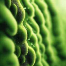 A tranquil, high-resolution digital art image of a moss wall, depicted in various shades of green