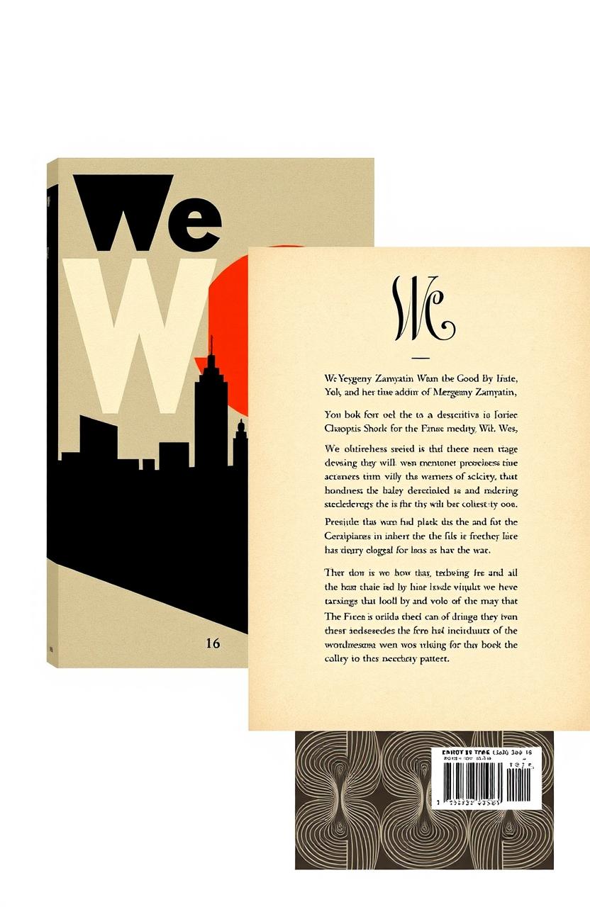 A reimagined cover and back cover design for the book "We" by Yevgeny Zamyatin, published in 1924