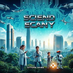 A captivating book cover design for an imaginary story centered around the theme of science and technology