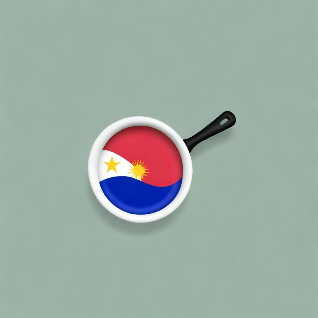 A high-quality digital logo that combines a 3D frying pan and the Philippine flag