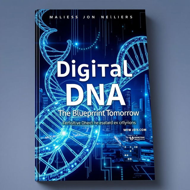 A captivating book cover design for 'Digital DNA: The Blueprint of Tomorrow'