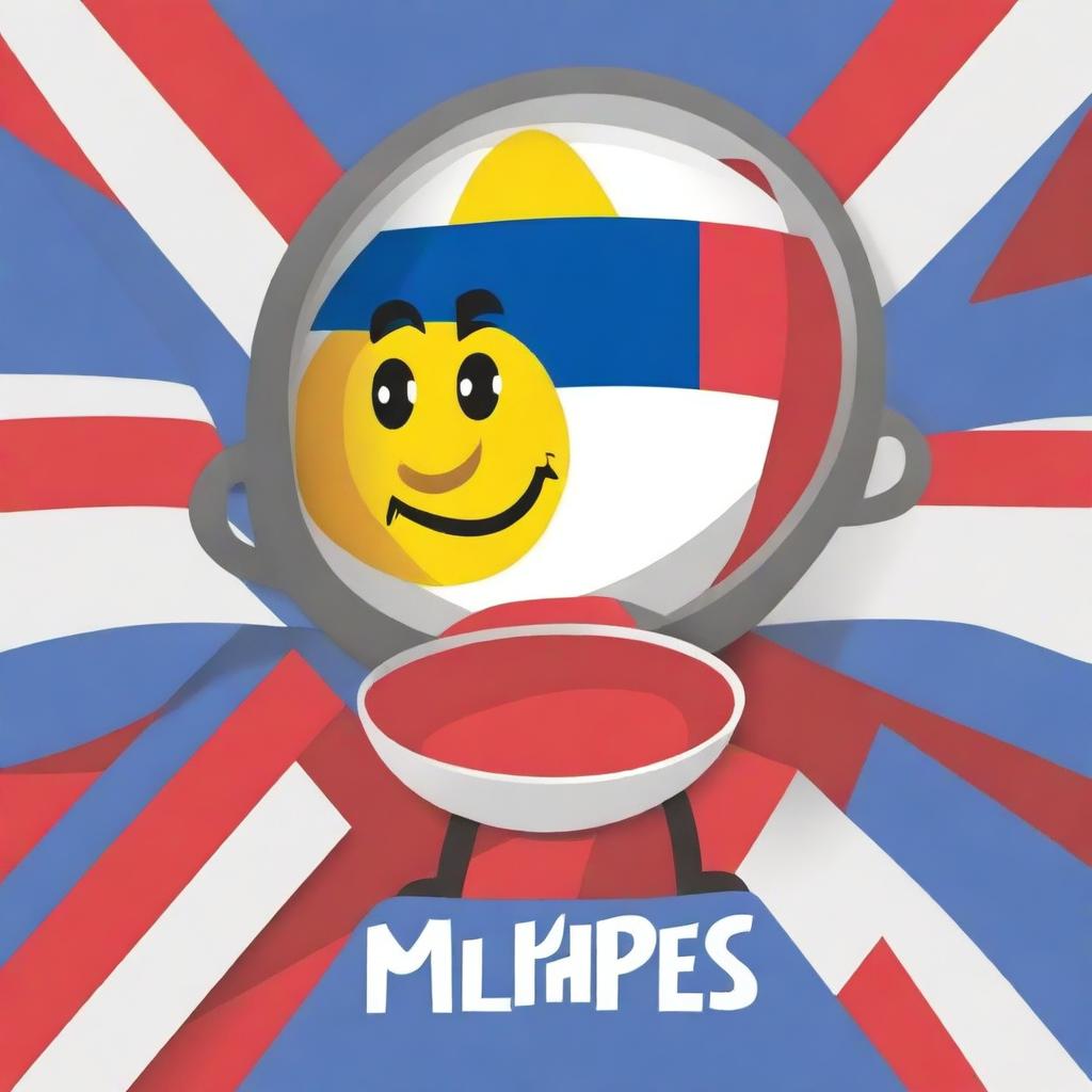 A fun, cartoon-style logo featuring a characterised 3D frying pan with a face, hands, and legs, posed confidently in front of a proudly displayed Philippine flag