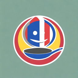 A fun, cartoon-style logo featuring a characterised 3D frying pan with a face, hands, and legs, posed confidently in front of a proudly displayed Philippine flag