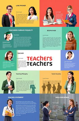 A comprehensive and visually appealing collage featuring biographies of teachers from Universidad de Oriente, showcasing a diverse group of educators from various disciplines