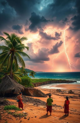 A dramatic and evocative landscape showcasing the impact of climate change in the Philippines