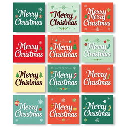 A visually appealing grid layout featuring 10 boxes, each showcasing the text 'Merry Christmas' in a variety of popular fonts