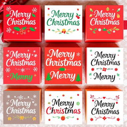 A visually appealing grid layout featuring 10 boxes, each showcasing the text 'Merry Christmas' in a variety of popular fonts