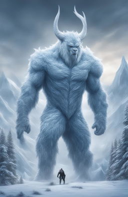 This is a 32k HD, ultra-detailed digital art poster of a frost beast in the style of Marvel