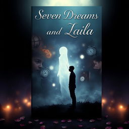 An eye-catching book cover design for the novel 'Seven Dreams and Laila', capturing a sad and mysterious ambiance