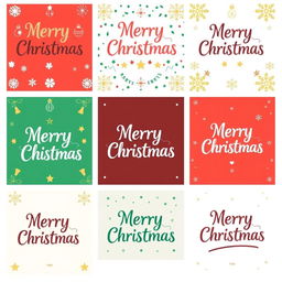 A visually engaging grid design featuring 10 squares, each displaying the text 'Merry Christmas' in a variety of popular fonts