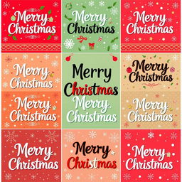A visually engaging grid design featuring 10 squares, each displaying the text 'Merry Christmas' in a variety of popular fonts