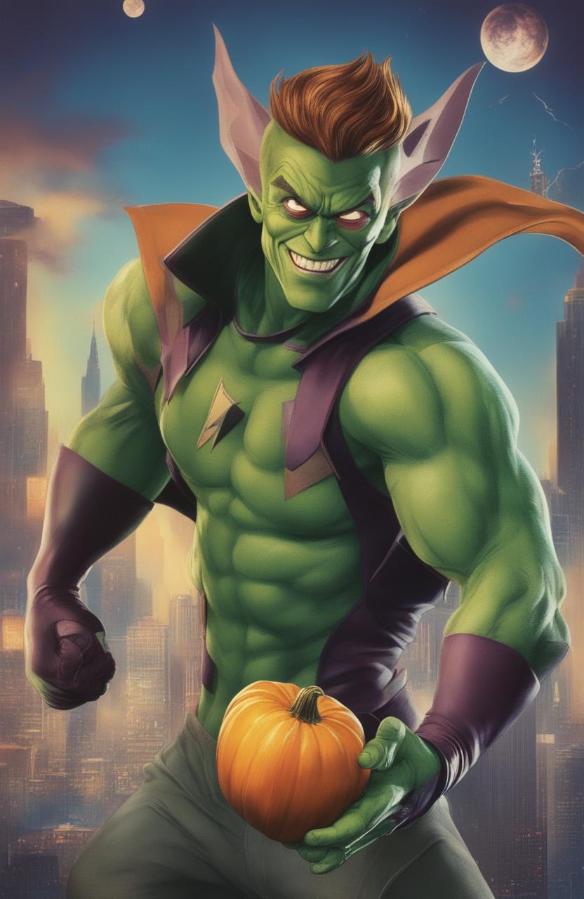 A vintage style poster featuring Marvel's Green Goblin