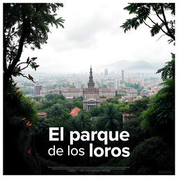 A movie poster for 'El parque de los loros', showcasing a striking black and white color scheme