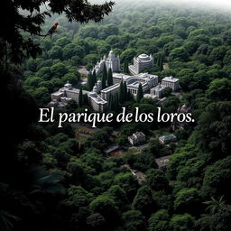 A movie poster for 'El parque de los loros', showcasing a striking black and white color scheme