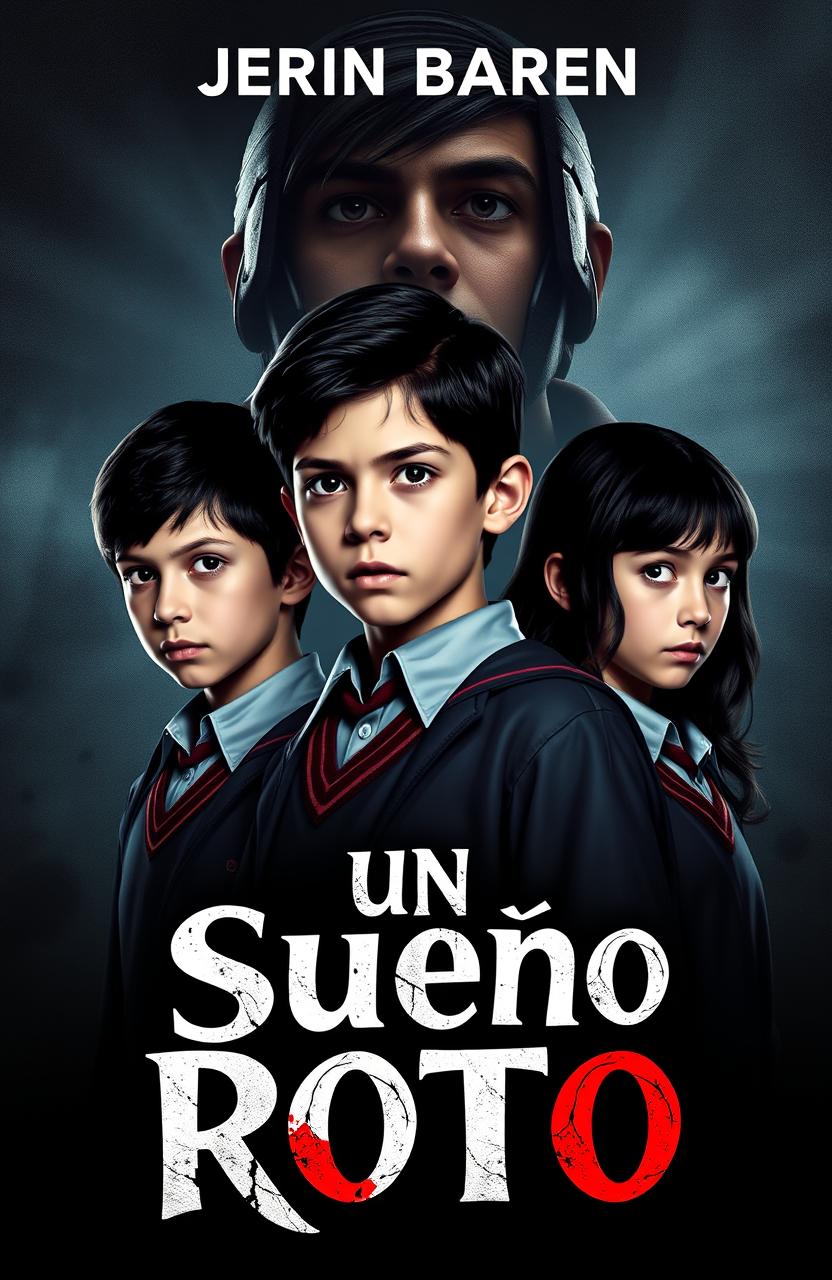 A captivating book poster featuring the main characters: Ramiro, Andrea, Lucas, and Rebeca, all depicted as young students wearing school uniforms