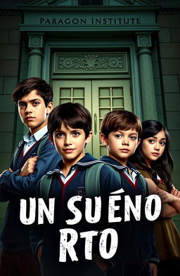 A poster featuring the main cast of characters: Ramiro, Andrea, Lucas, and Rebeca, all depicted as young students wearing school uniforms