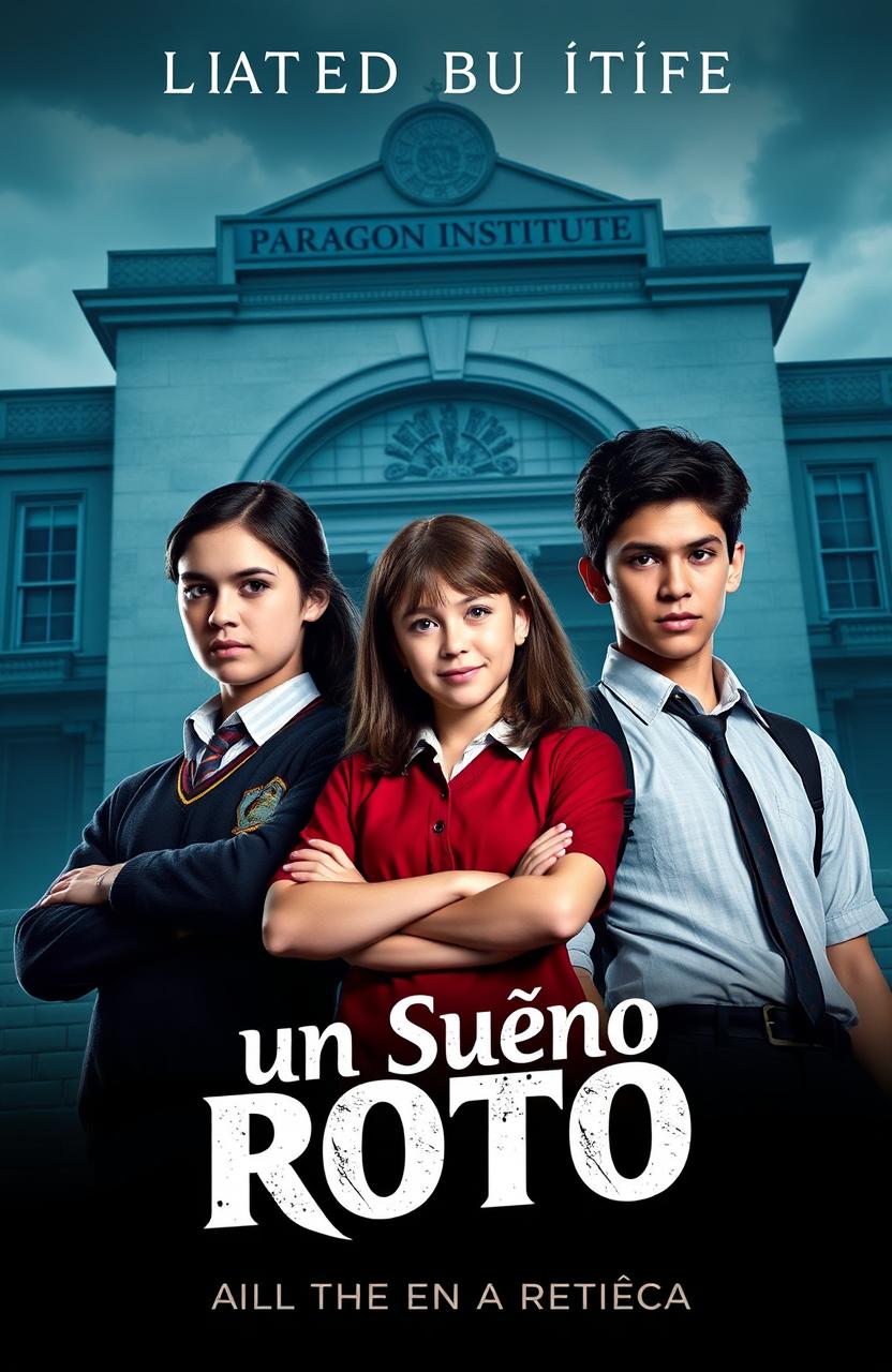 A poster featuring the main cast: Ramiro, Andrea, Lucas, and Rebeca, all 16 years old, dressed in school uniforms