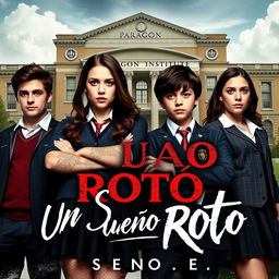 A poster featuring the main cast: Ramiro, Andrea, Lucas, and Rebeca, all 16 years old, dressed in school uniforms