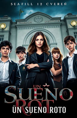 The poster features the main cast, Ramiro, Andrea, Lucas, and Rebeca, all youthful characters around 16 years old, wearing stylish school uniforms