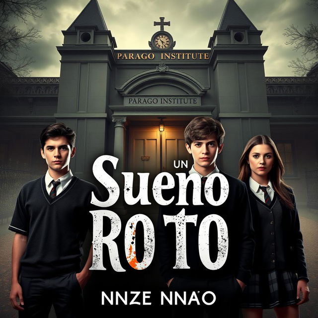 A poster featuring the main characters: Ramiro, Andrea, Lucas, and Rebeca, all aged 16, wearing school uniforms