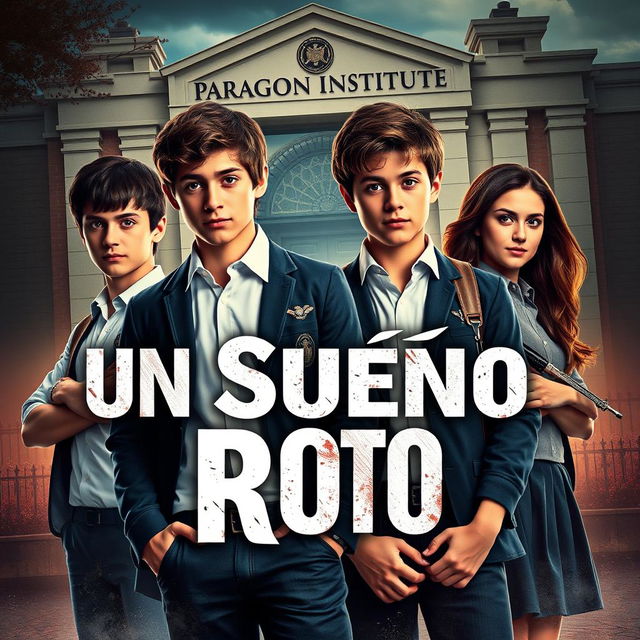 A poster featuring the main characters: Ramiro, Andrea, Lucas, and Rebeca, all aged 16, dressed in school uniforms