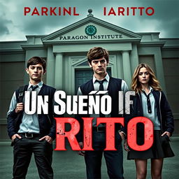 A poster featuring the main characters: Ramiro, Andrea, Lucas, and Rebeca, all aged 16, dressed in school uniforms