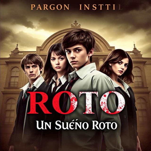 A poster featuring the main characters: Ramiro, Andrea, Lucas, and Rebeca, all aged 16, dressed in school uniforms