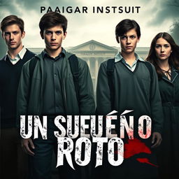 A poster featuring the main characters: Ramiro, Andrea, Lucas, and Rebeca, all aged 16, dressed in school uniforms