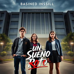 A captivating book poster featuring the main cast: four 16-year-old friends, Ramiro, Andrea, Lucas, and Rebeca, all dressed in stylish school uniforms