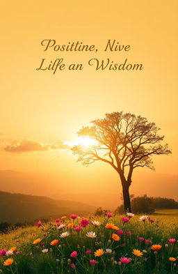 A serene and inspiring book cover design that embodies positive life and wisdom