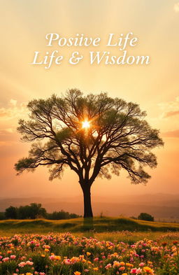 A serene and inspiring book cover design that embodies positive life and wisdom