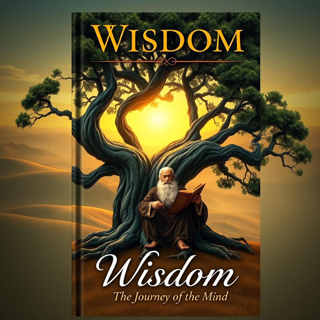 A stunning and thought-provoking book cover that embodies the concept of wisdom