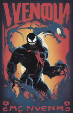 A high-definition digital artwork styled as a vintage Marvel Legends poster featuring Venom