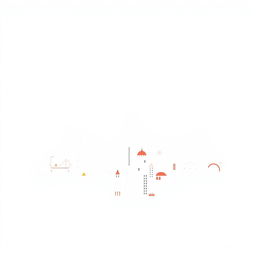 A minimalist futuristic city without color, set against a white background