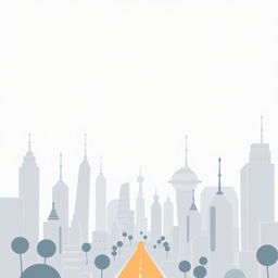 A minimalist futuristic city without color, set against a white background
