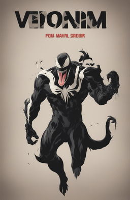 A minimalist, high-definition digital art image styled as a vintage Marvel Legends poster featuring Venom, designed to resemble a glossy vinyl record cover