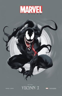 A minimalist, high-definition digital art image styled as a vintage Marvel Legends poster featuring Venom, designed to resemble a glossy vinyl record cover