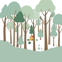 A simple illustration of a portion of a forest, maintaining a minimalist and colorless aesthetic