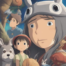 A high-quality digital art image in the style of Studio Ghibli, featuring a close-up view of a different Ghibli character