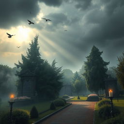 A dramatic portrayal of the burial site of the Romanovs, capturing the atmosphere of loss and historical significance