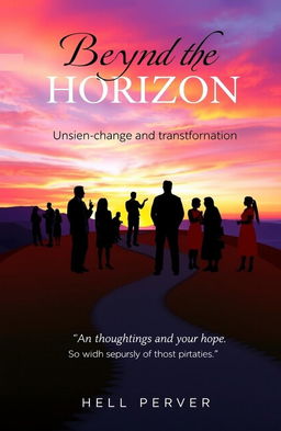 A conceptual book cover titled 'Beyond the Horizon: Unseen Paths of Change and Transformation'