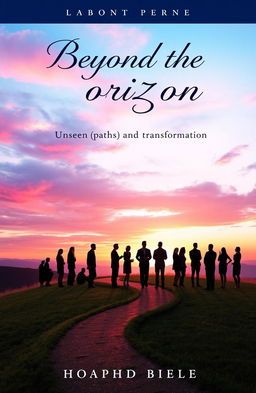 A conceptual book cover titled 'Beyond the Horizon: Unseen Paths of Change and Transformation'