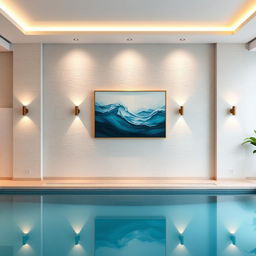An elegant interior pool wall decoration that creates a serene and inviting atmosphere