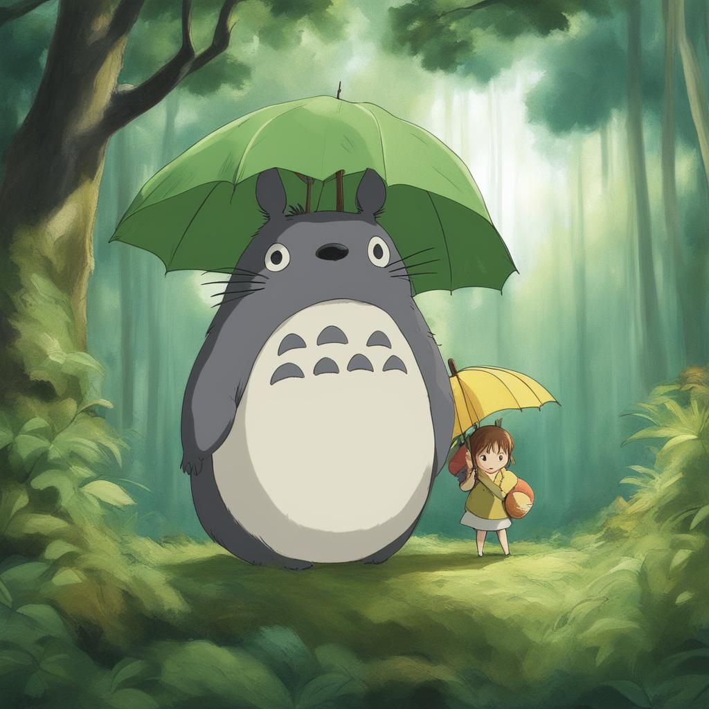 A high-definition digital art illustration of Totoro, an iconic character from Studio Ghibli's 'My Neighbor Totoro'