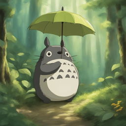 A high-definition digital art illustration of Totoro, an iconic character from Studio Ghibli's 'My Neighbor Totoro'