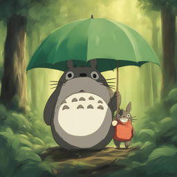 A high-definition digital art illustration of Totoro, an iconic character from Studio Ghibli's 'My Neighbor Totoro'