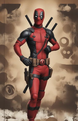 This is a high-quality digital art of Deadpool in a retro Marvel Legends style