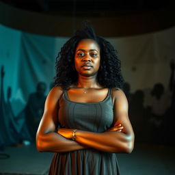 An impactful and sensitive image showing the strength and resilience of black women, highlighting themes of survival and empowerment