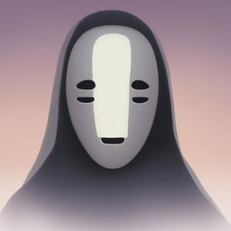 A high-definition digital art illustration of No Face from Studio Ghibli's 'Spirited Away'