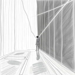 A digital, virtual, and non-existent background resembling a holographic environment, designed to place a character within a futuristic scene
